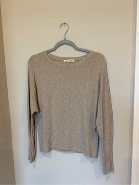 Joah Brown Neutral Ribbed Long Sleeve Top